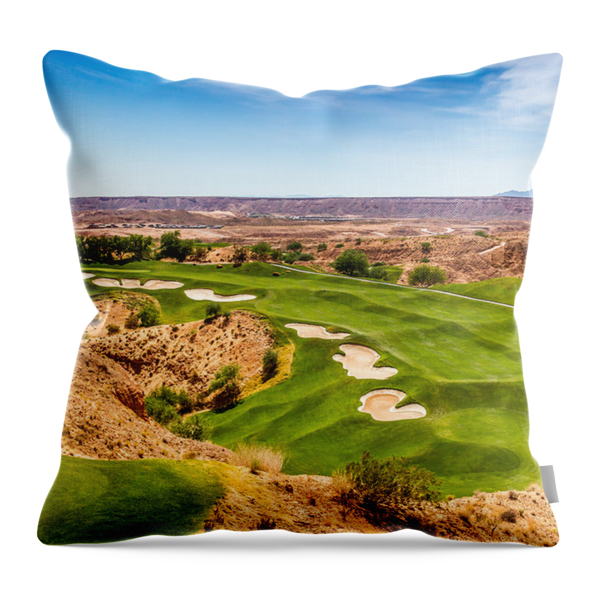 Wolf Creek Throw Pillow featuring the photograph Wolf Creek Golf Course by Mike Centioli