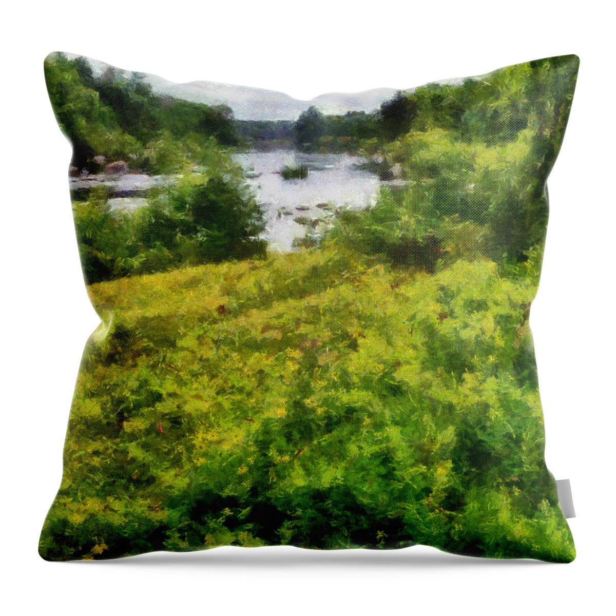 River Throw Pillow featuring the painting Wolf River by Michelle Calkins