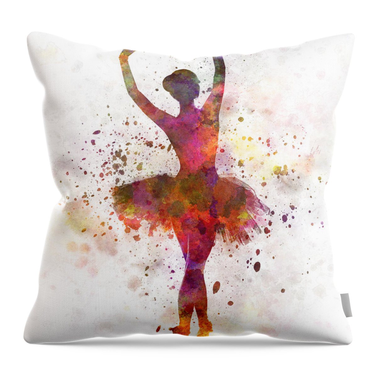 Ballerina Throw Pillow featuring the painting Woman ballerina ballet dancer dancing by Pablo Romero