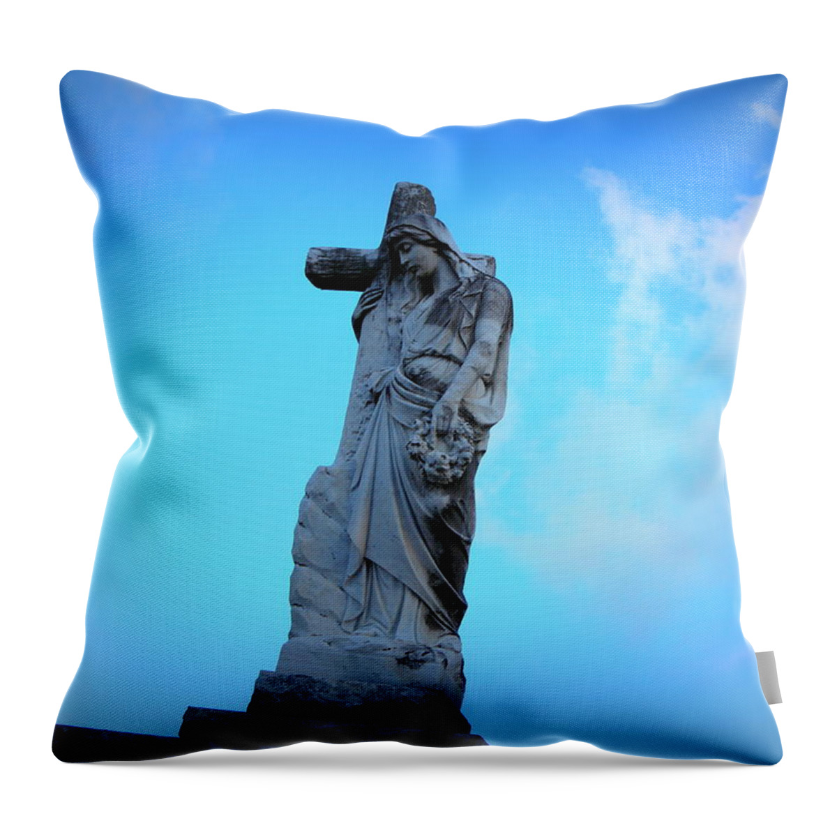 Woman Holding Cross Throw Pillow featuring the photograph Woman Holding Cross by Beth Vincent
