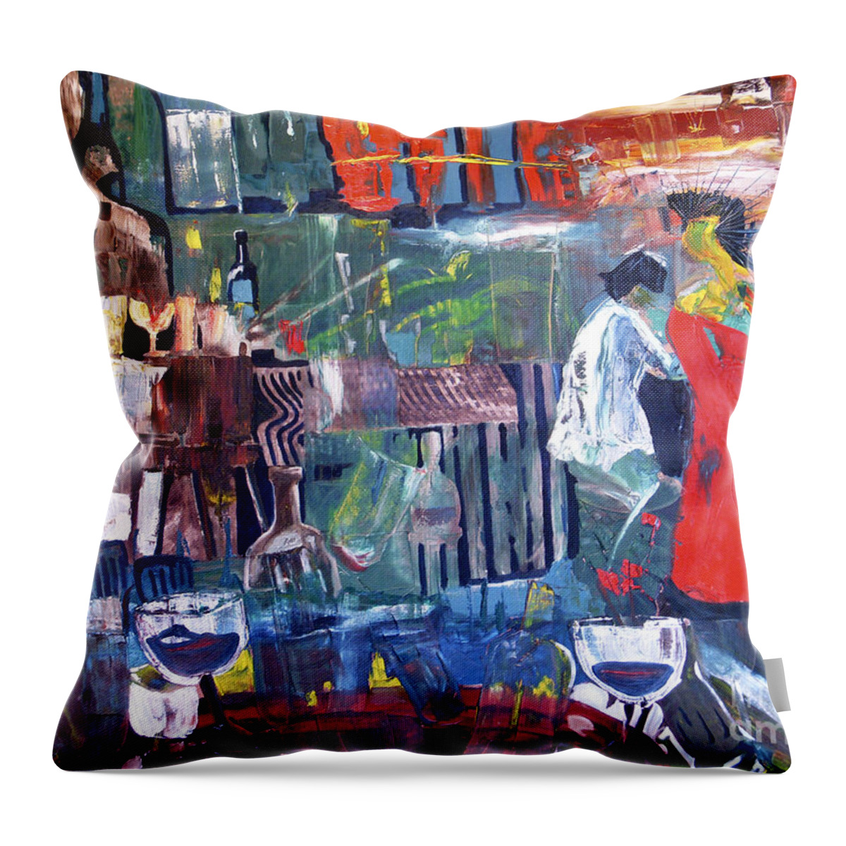 Woman In Red Throw Pillow featuring the painting Woman In Red by James Lavott