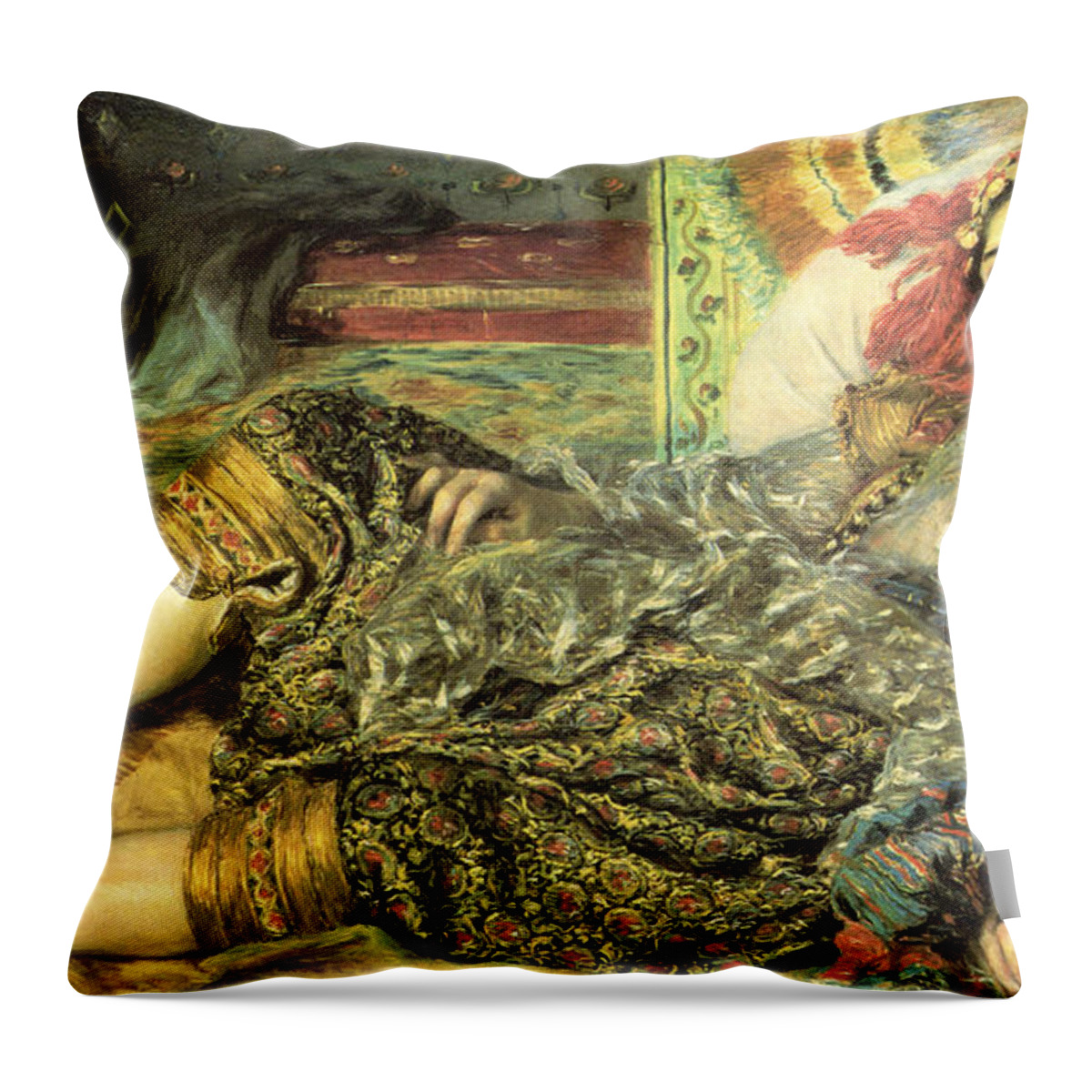 Old Masters Throw Pillow featuring the digital art Woman Of Algiers by Pierre Auguste Renoir