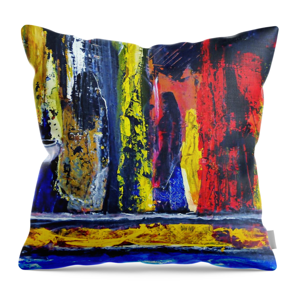Woman Throw Pillow featuring the painting Women in Ceremony by Kicking Bear Productions