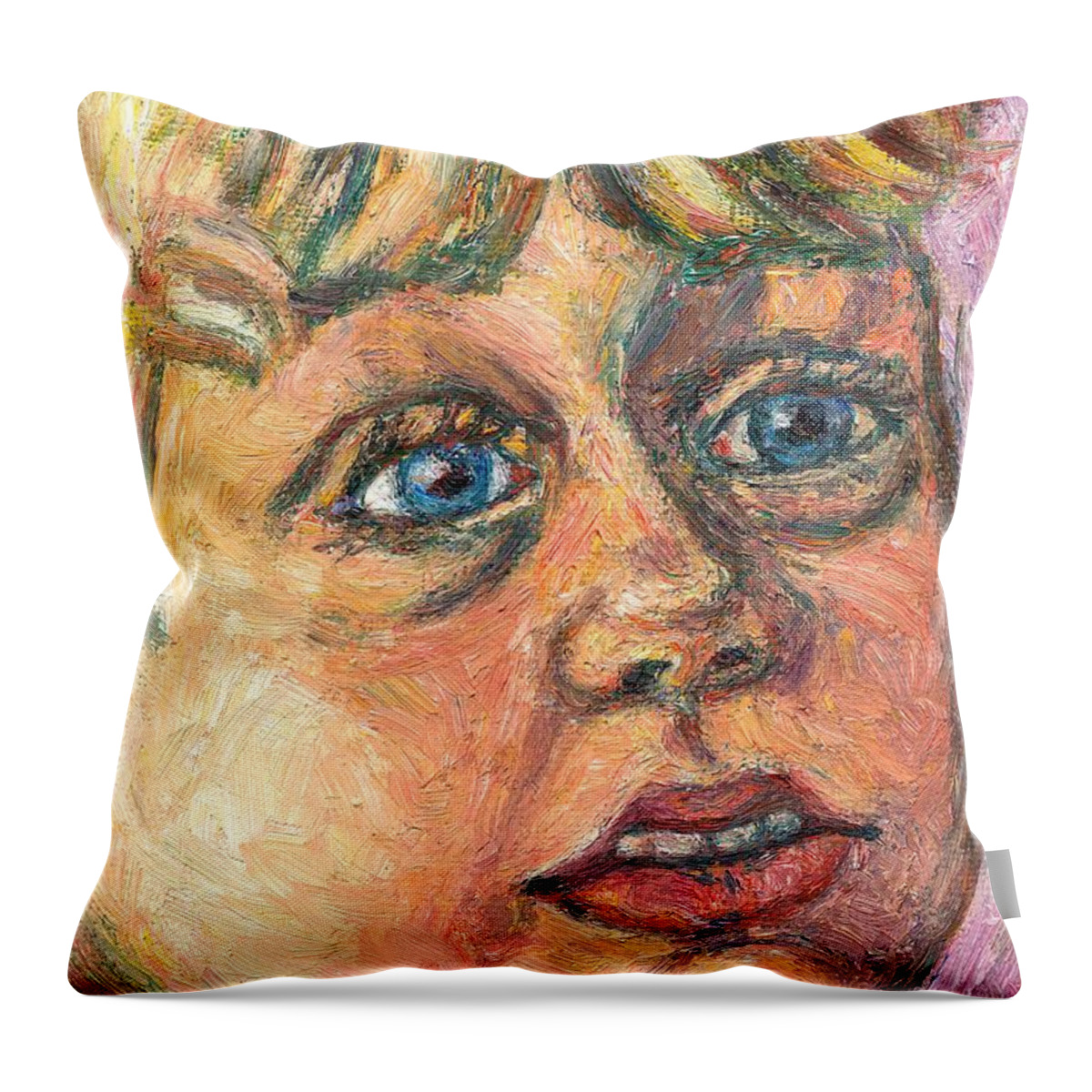 Portrait Throw Pillow featuring the painting Wonder by Kendall Kessler