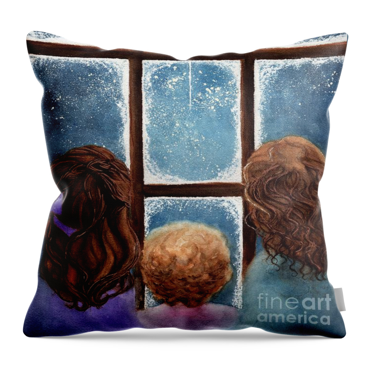 Window Throw Pillow featuring the painting Wonder of the Night by Janine Riley