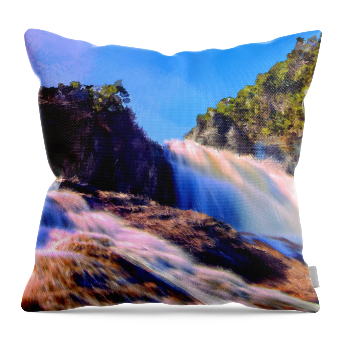 Waterfall Throw Pillow featuring the painting Wonderful Waterfall by Bruce Nutting