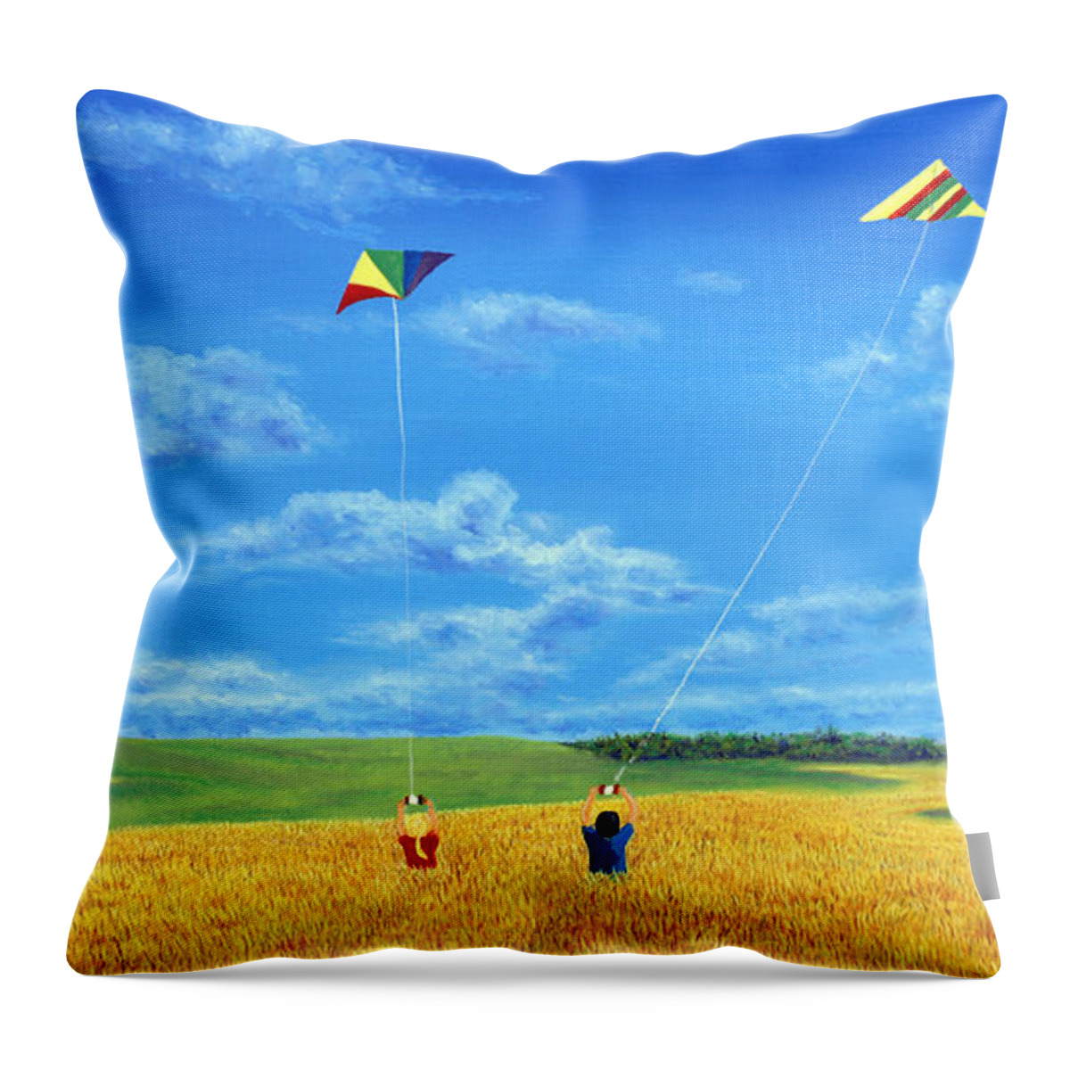 Prairies Throw Pillow featuring the painting Wonderfull Wind by Blaine Filthaut