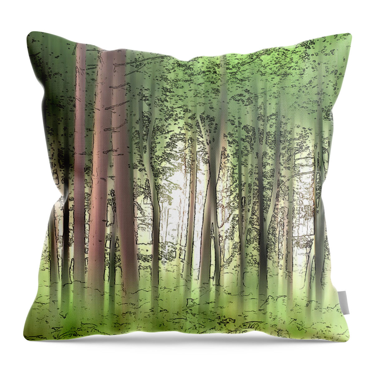 Beautiful Throw Pillow featuring the photograph Woodland Trees In Summer by Ikon Ikon Images