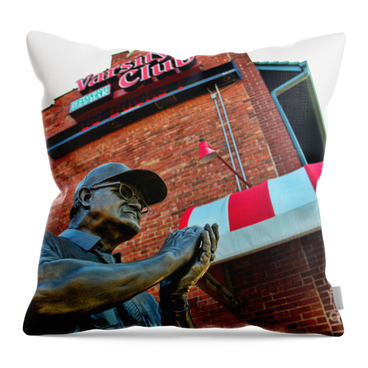 Woody Hayes Statue Throw Pillow featuring the photograph Woody Hayes Statue at the Varsity Club 4831 by Jack Schultz