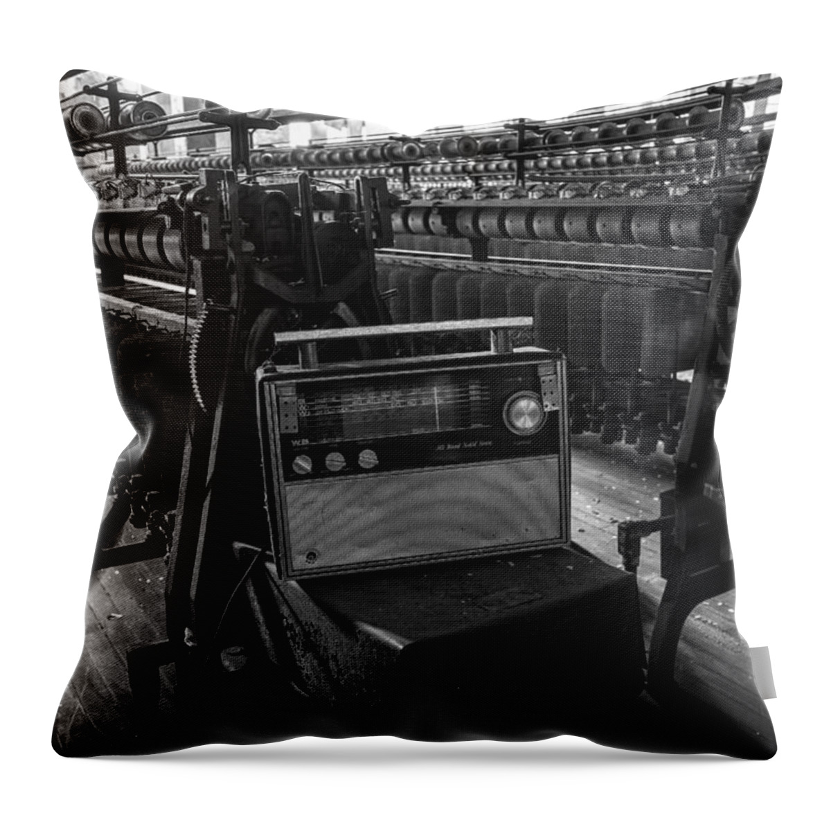Radio Throw Pillow featuring the photograph Work tunes by Rob Dietrich