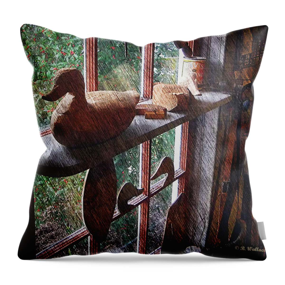 2d Throw Pillow featuring the photograph Workshop Window by Brian Wallace