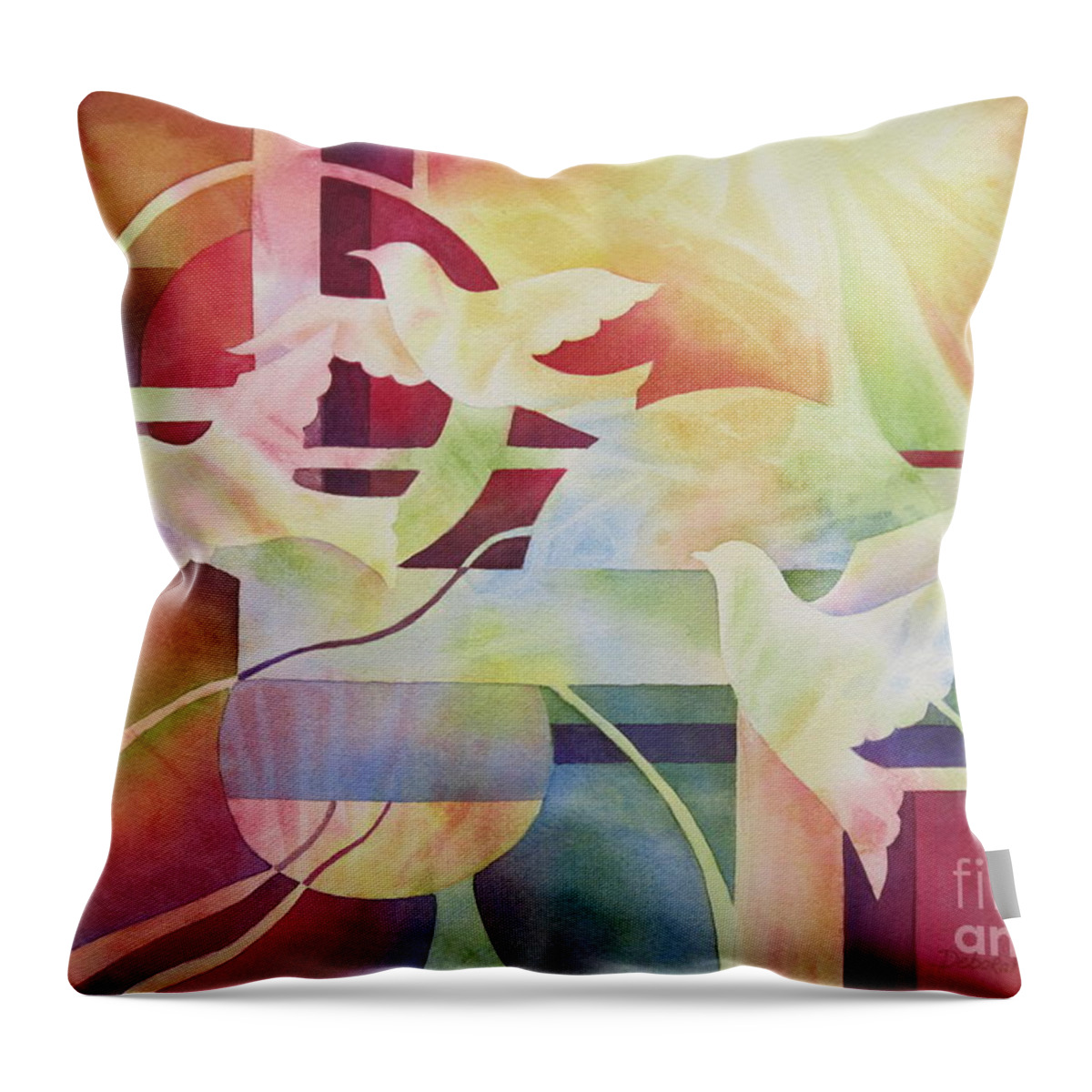 World Peace Throw Pillow featuring the painting World Peace 2 by Deborah Ronglien