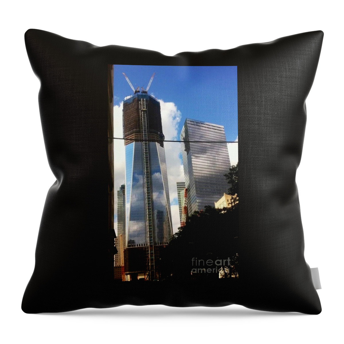 World Trade Center Throw Pillow featuring the photograph World Trade Center Twin Tower by Susan Garren