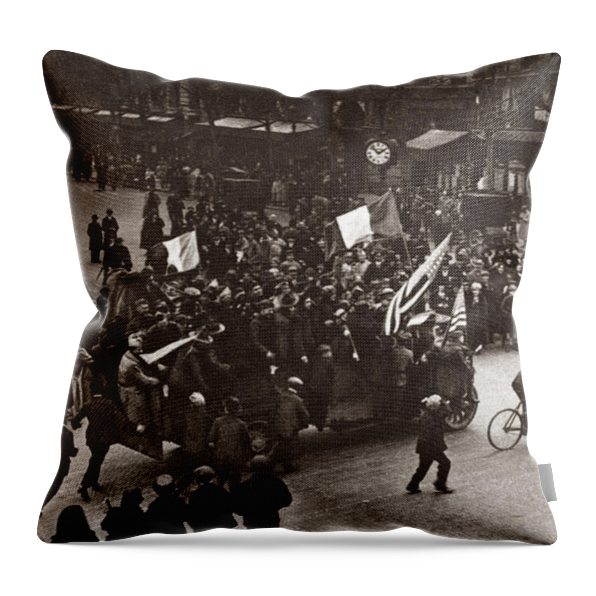 1918 Throw Pillow featuring the photograph World War I Celebration by Granger
