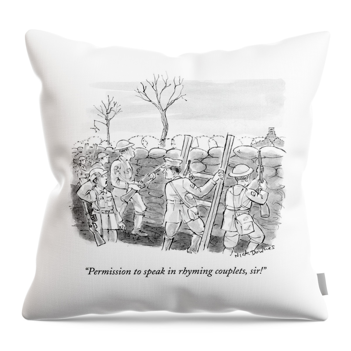 World War I Soldiers Fire From Behind Trenches Throw Pillow