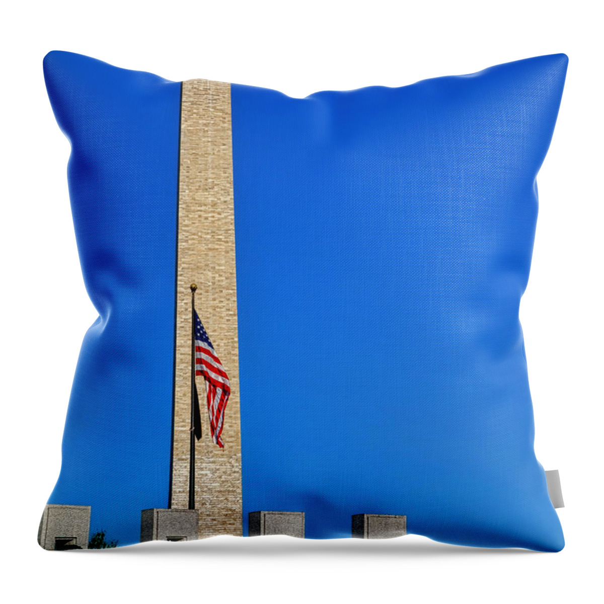 National Throw Pillow featuring the photograph World War II Memorial and Washington Monument by Olivier Le Queinec