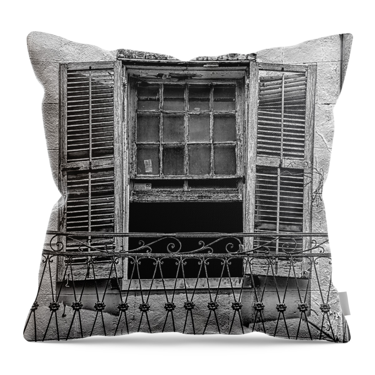 Window Throw Pillow featuring the photograph Worn Window - BW by Christopher Holmes