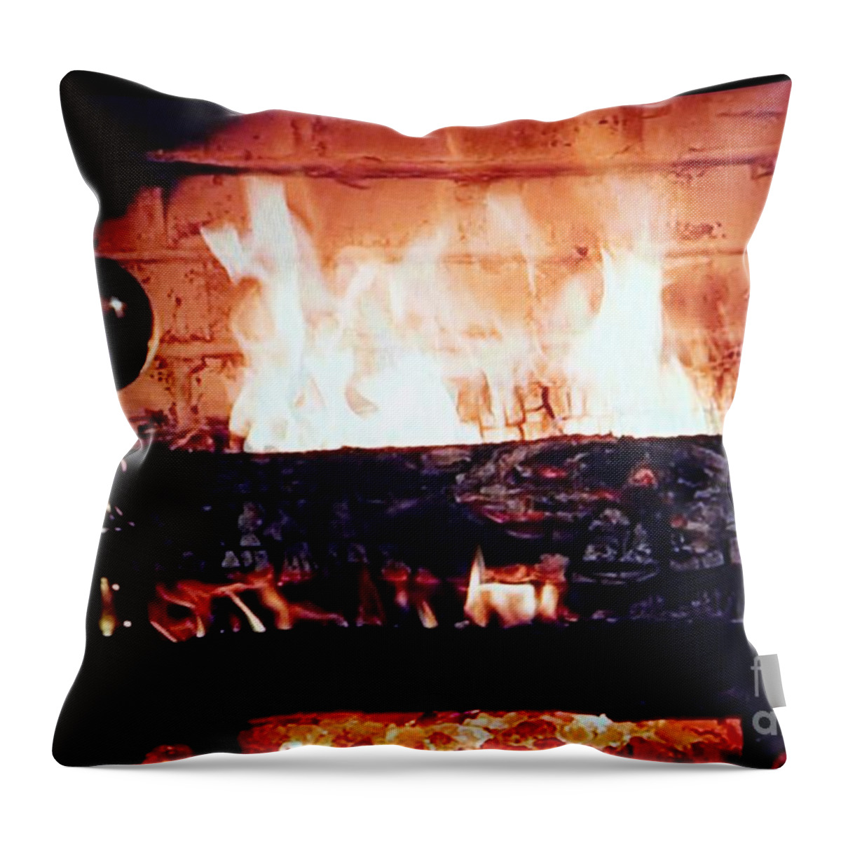 Wpix Channel 11 Yule Log Throw Pillow featuring the photograph WPIX Channel 11 Yule Log by John Telfer
