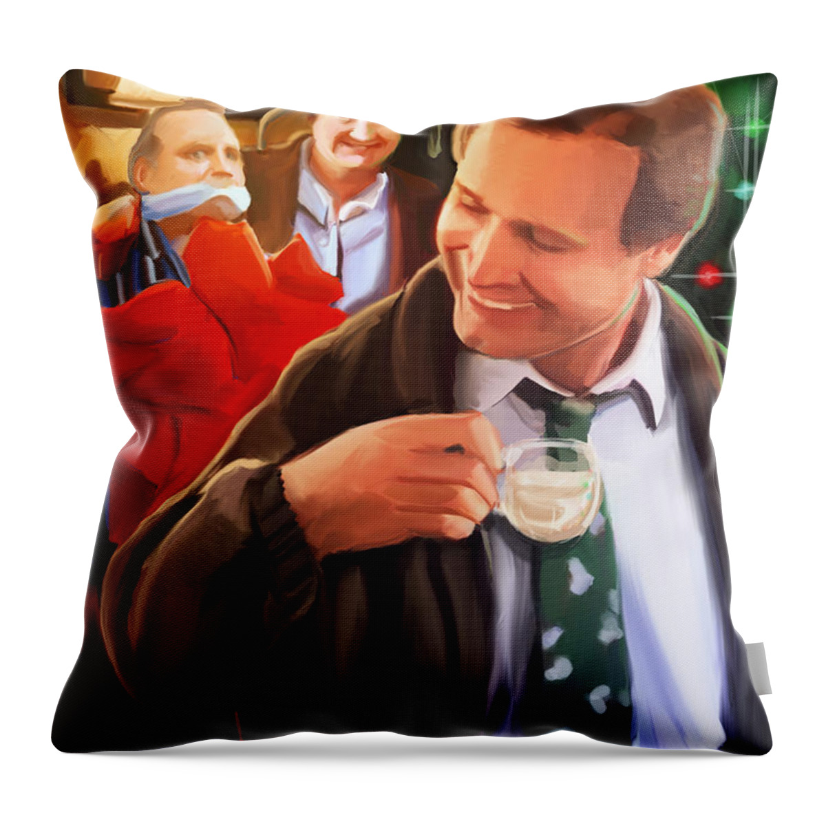 National Lampoons Throw Pillow featuring the painting Wrapped In A Bow by Brett Hardin