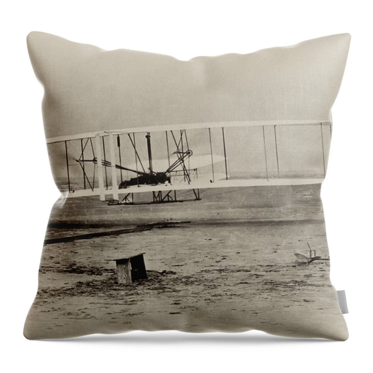 Wright Brothers - First In Flight Throw Pillow featuring the photograph Wright Brothers - First in Flight by Bill Cannon