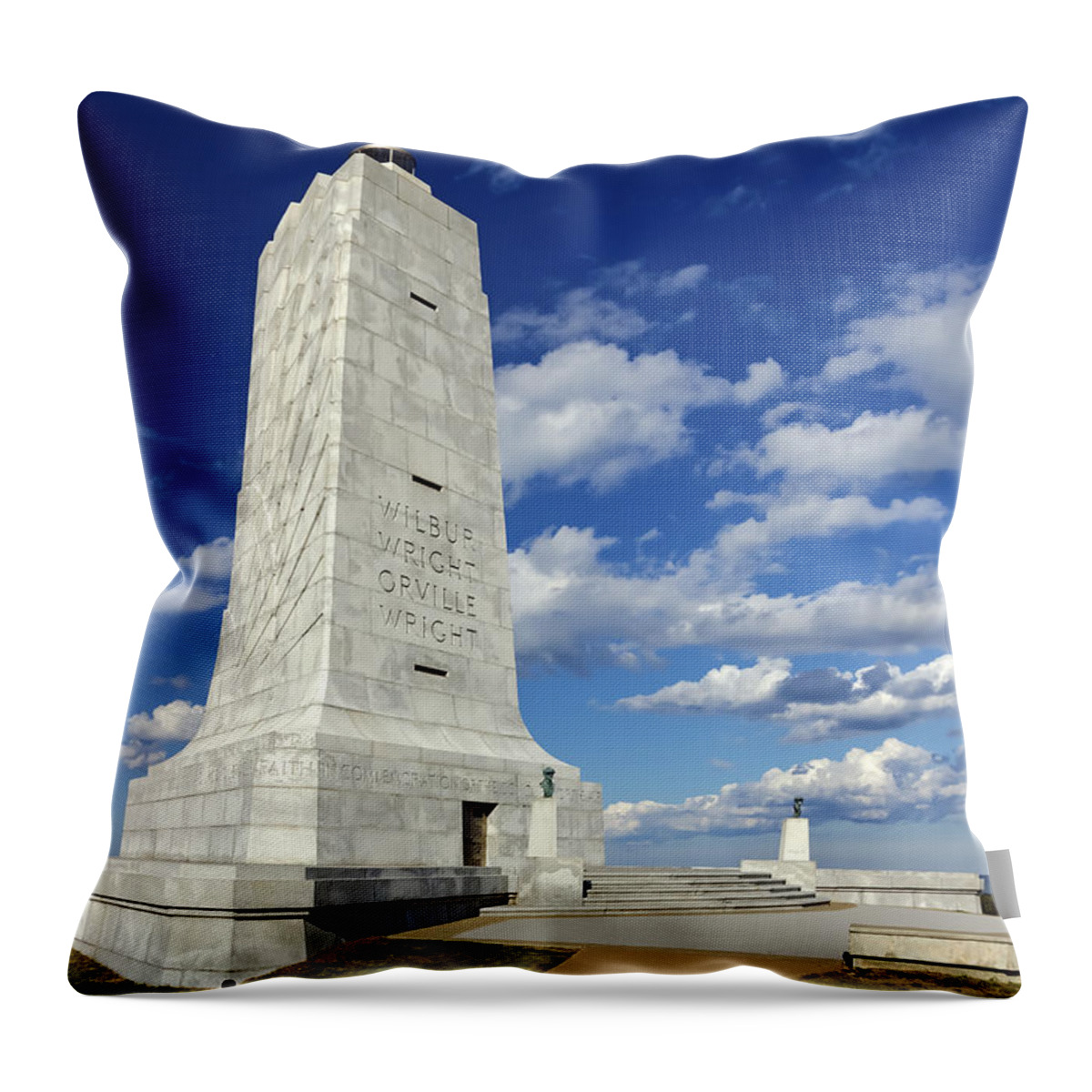 Wright Brothers Memorial Throw Pillow featuring the photograph Wright Brothers Memorial d by Greg Reed