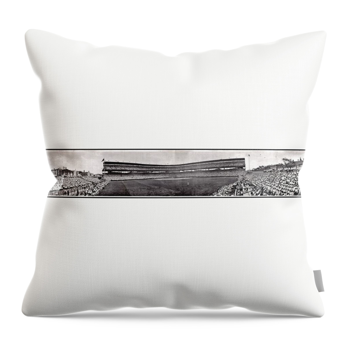 Chicago Throw Pillow featuring the photograph Wrigley Field 1929 Panorama by Benjamin Yeager