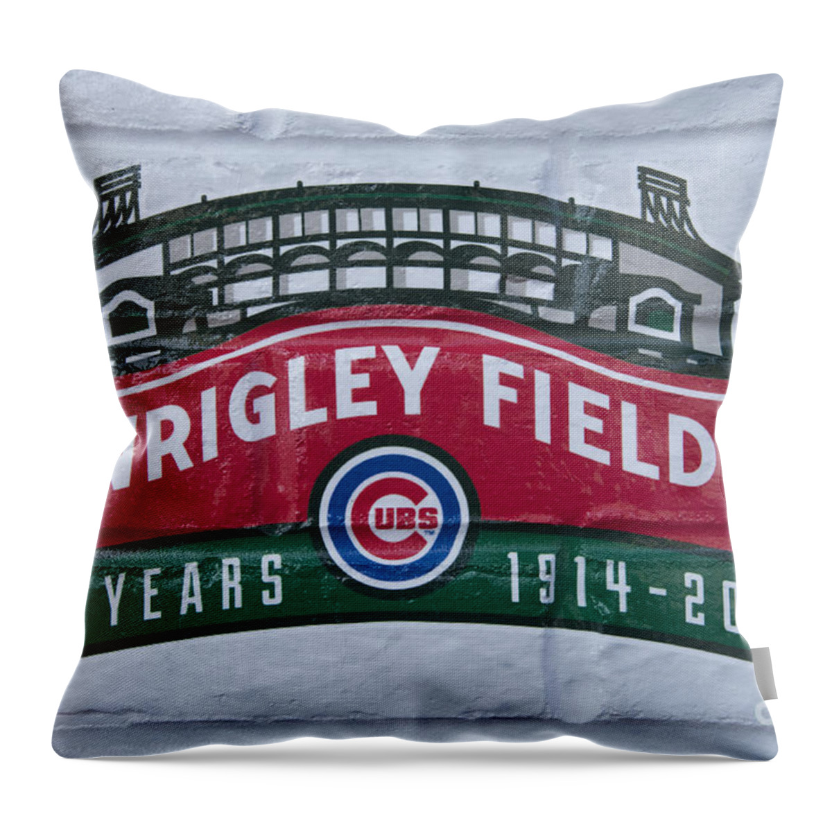 Wrigley Field Throw Pillow featuring the photograph Wrigley Field at 100 by David Bearden