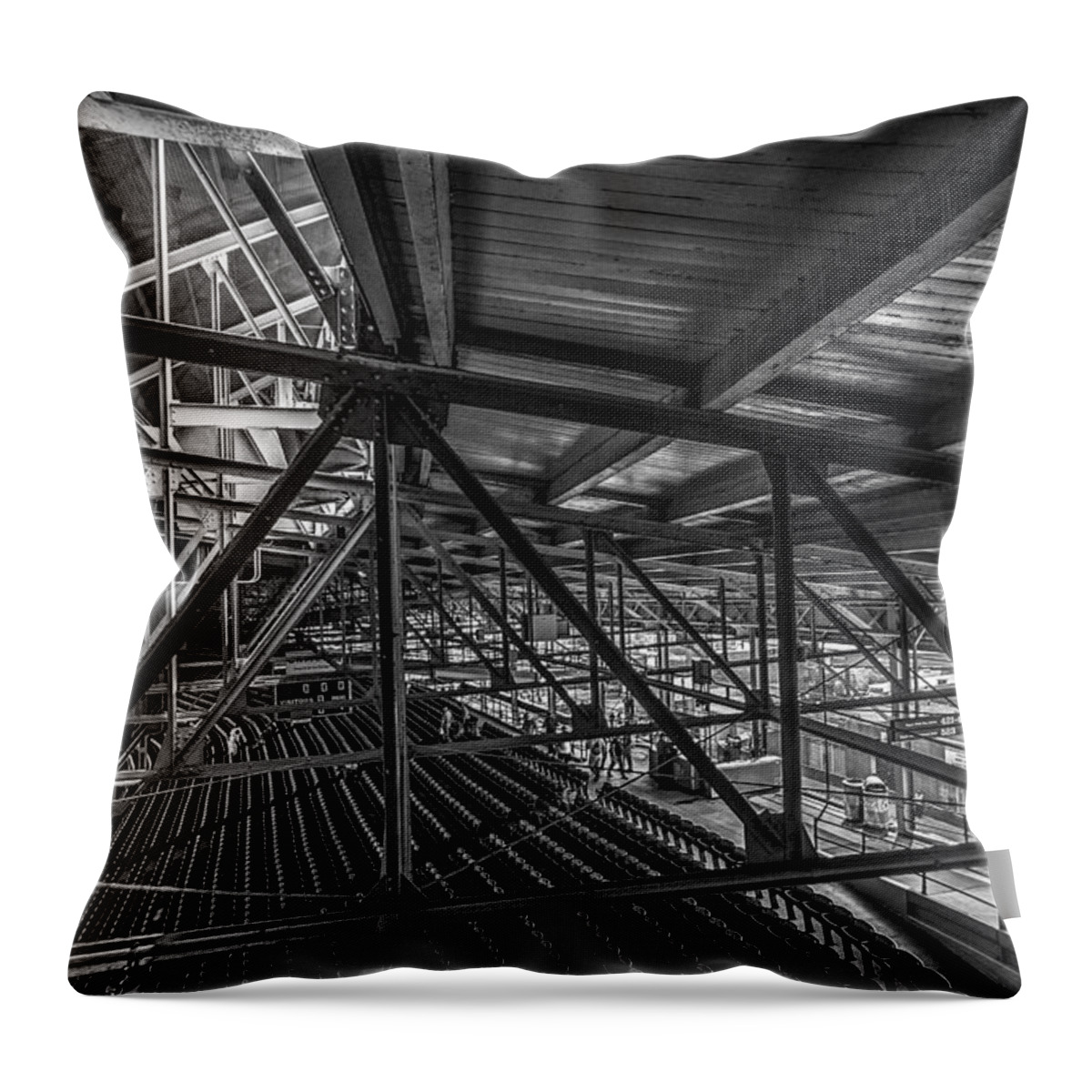 Architecture Throw Pillow featuring the photograph Wrigley Field Girders by Tom Gort