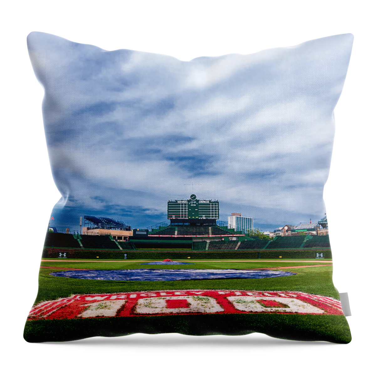 Baseball Throw Pillow featuring the photograph Wrigley Field Turns 100 by Tom Gort