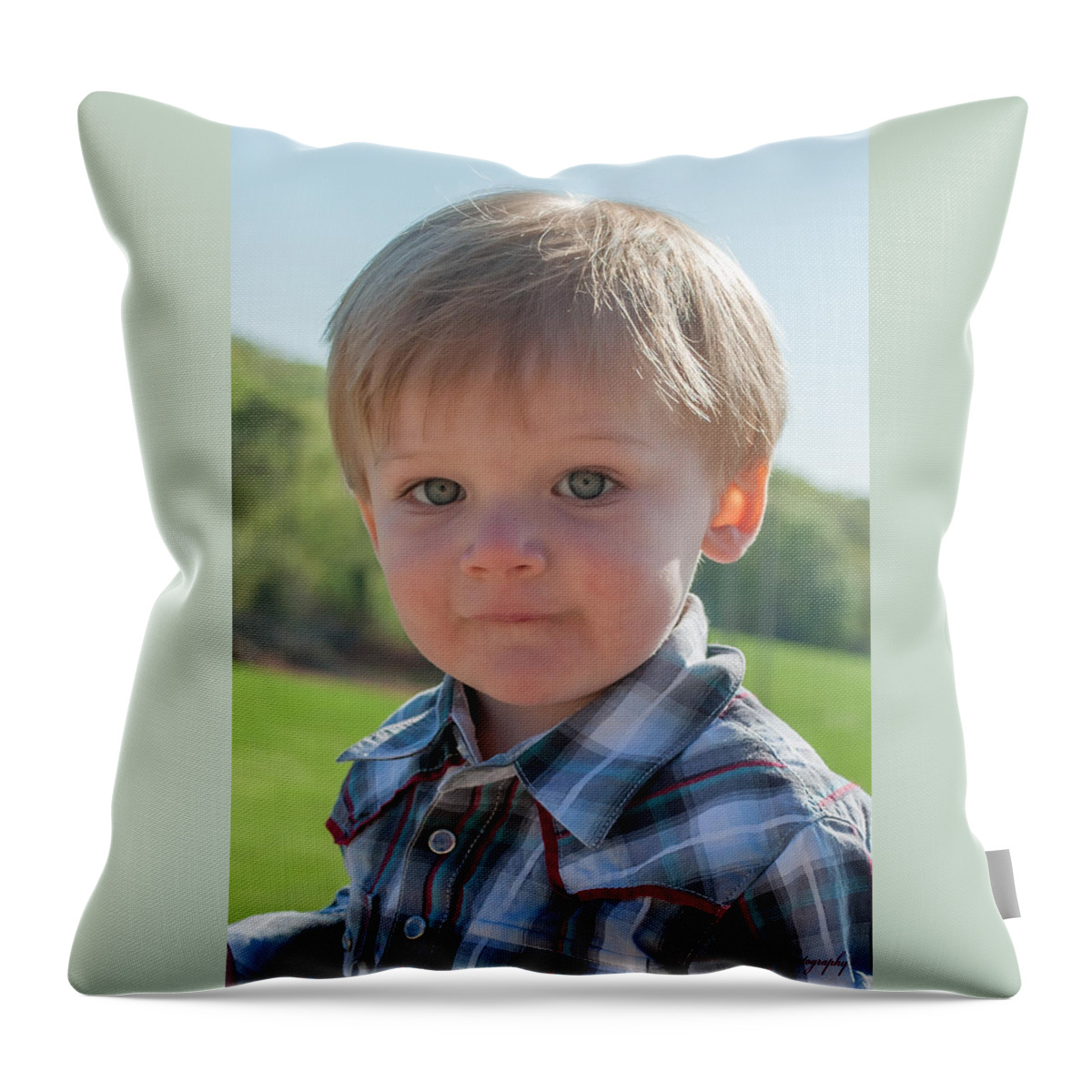  Throw Pillow featuring the photograph Wyatt Portrait 1 by Photos By Cassandra