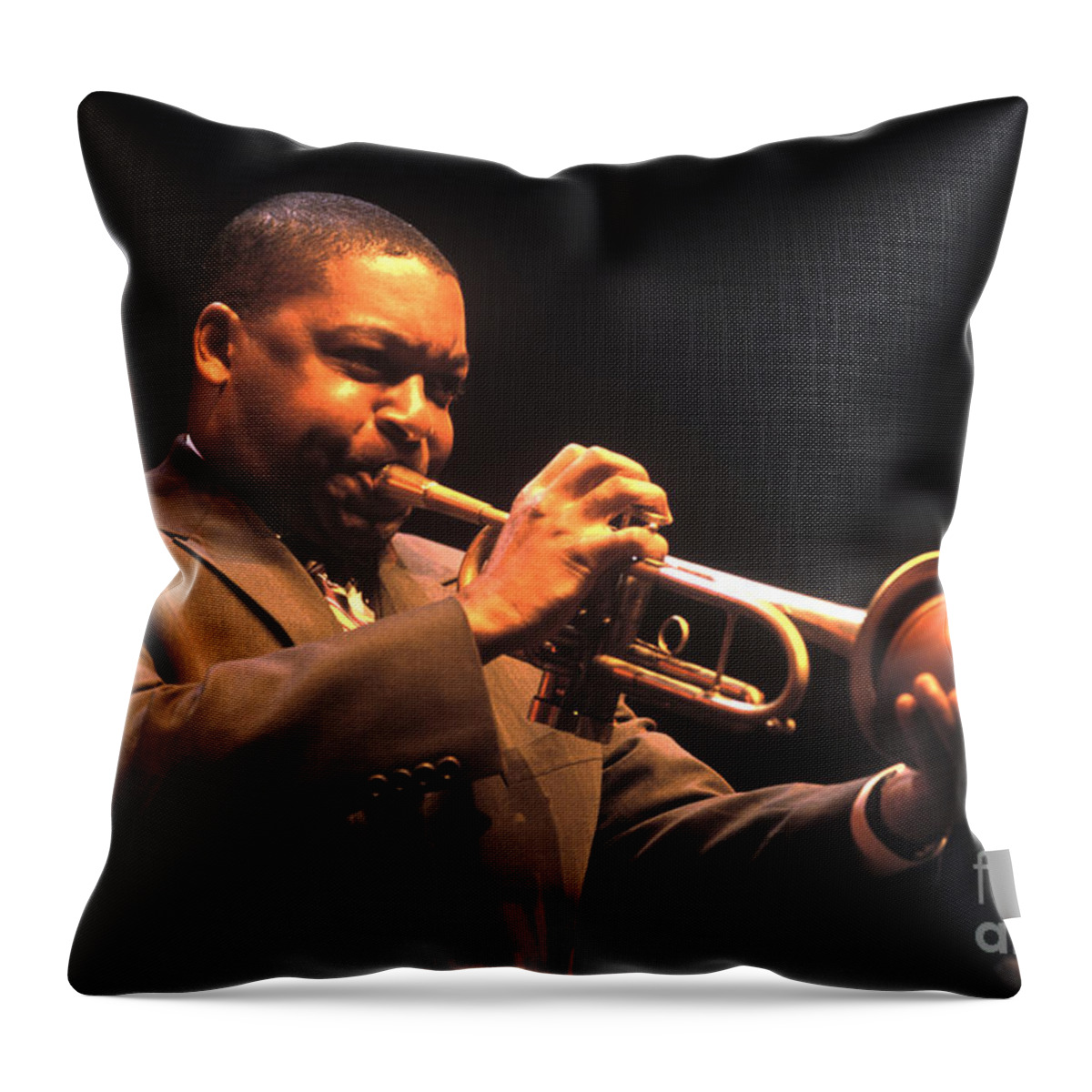 Wynton Marsalis Plays Trumpet At The Monterey Jazz Festival Throw Pillow featuring the photograph Wynton Marsalis by Craig Lovell