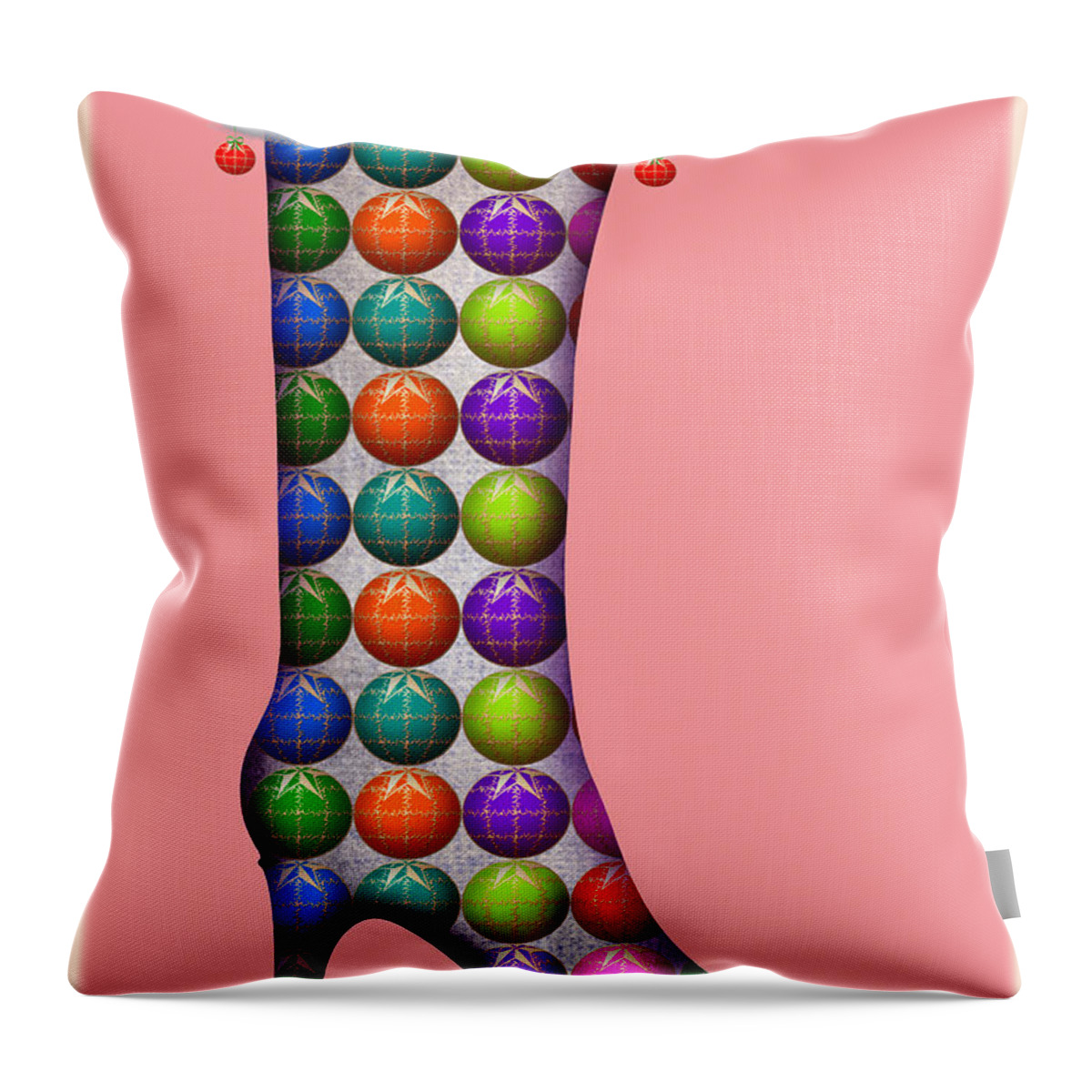 Christmas Throw Pillow featuring the digital art Xmas Kinky Pink by Deborah Runham