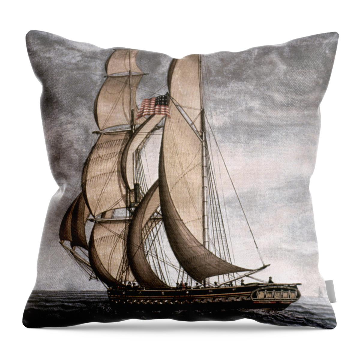 1816 Throw Pillow featuring the painting Yacht, 1816 by Granger