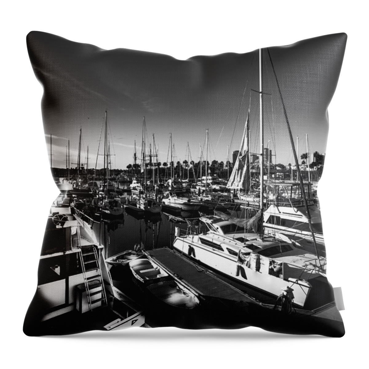 California Landscape Throw Pillow featuring the photograph Yacht At The Pier by Sviatlana Kandybovich