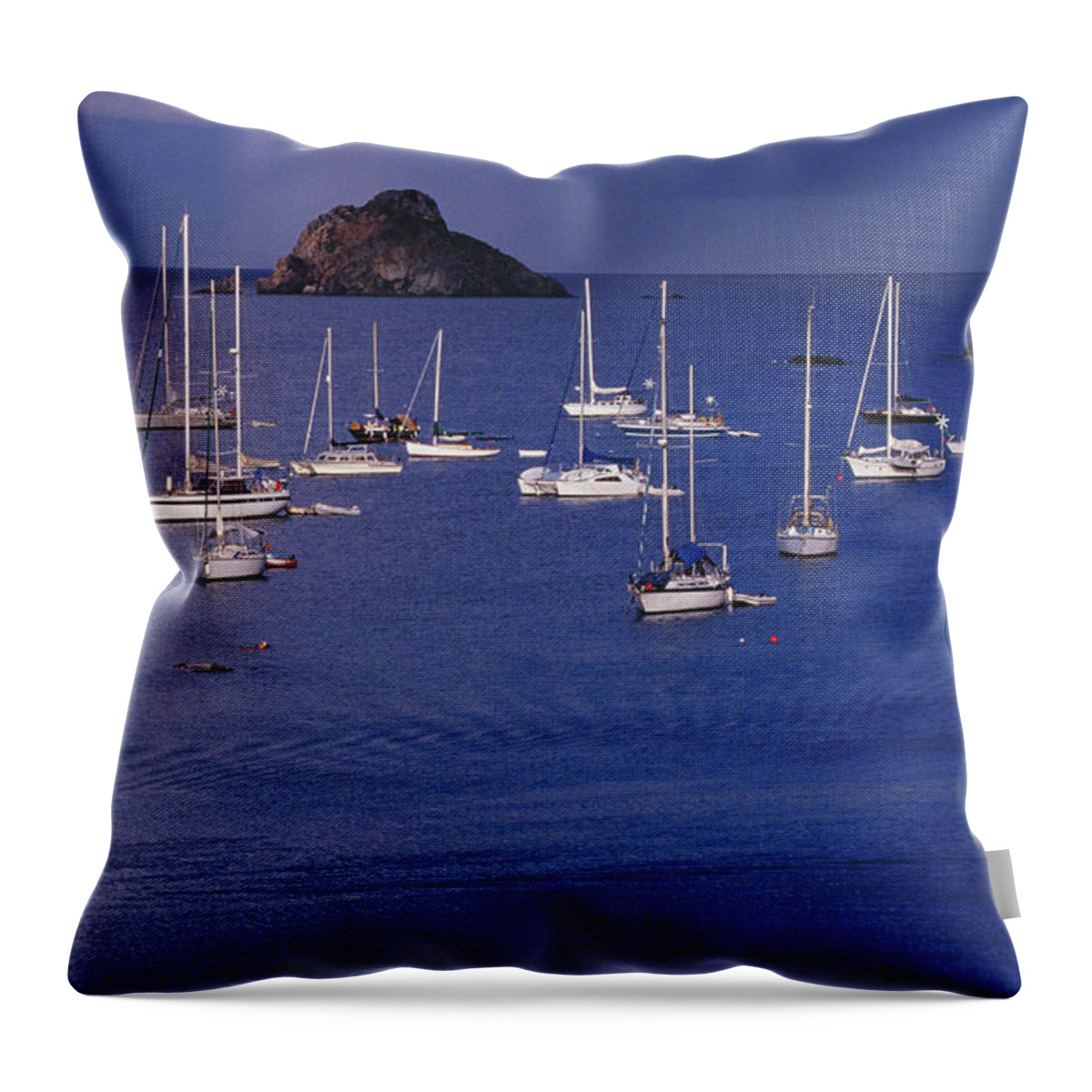 Sailboat Throw Pillow featuring the photograph Yachts Moored On The Caribbean Sea Near by Richard I'anson