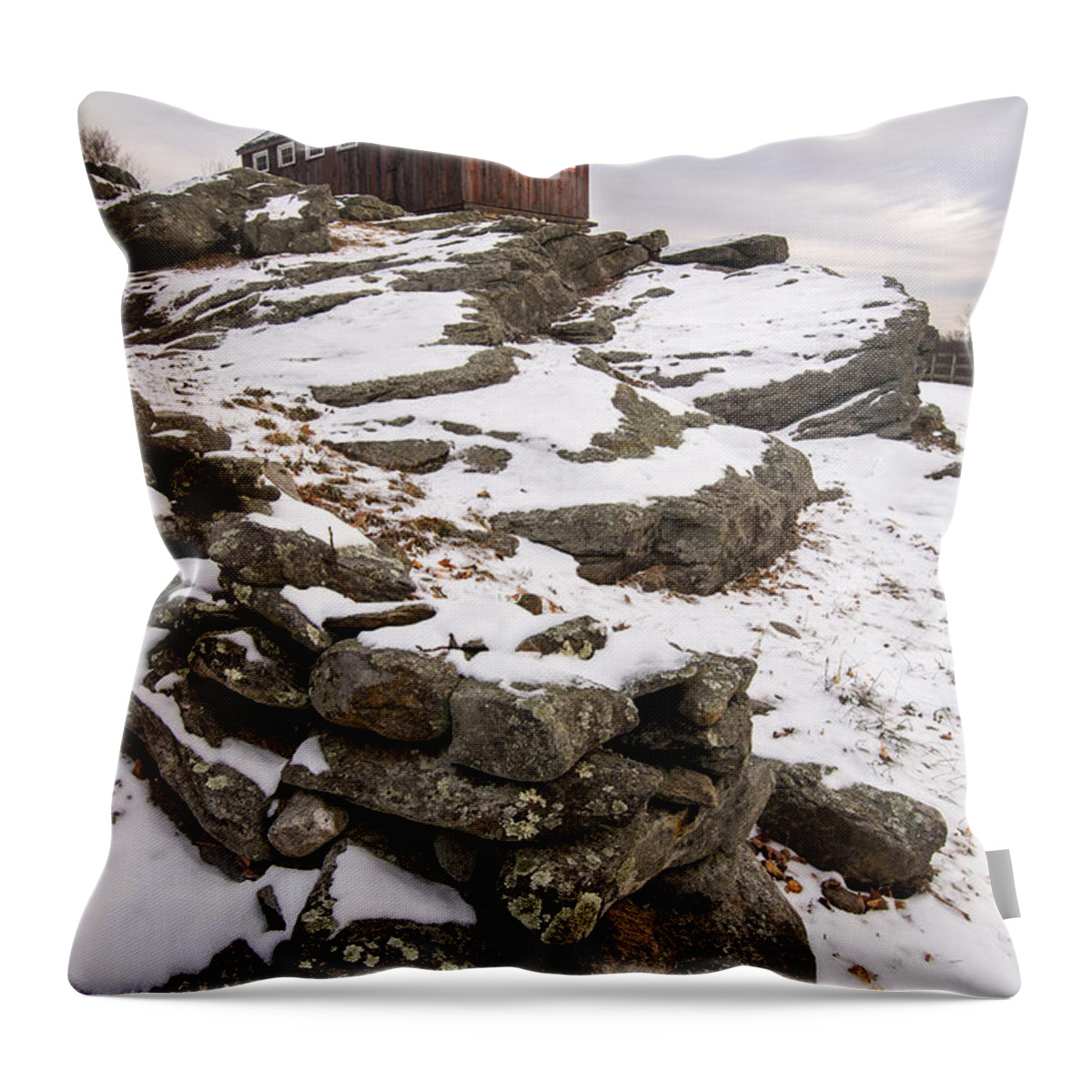 Barn Throw Pillow featuring the photograph Yankee Farmlands No 18 - Barn with American Flag by JG Coleman
