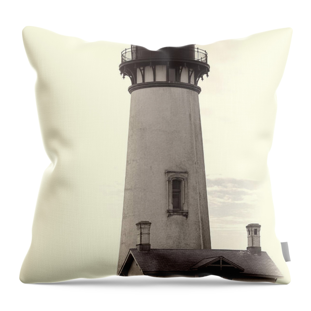 Oregon Throw Pillow featuring the photograph Yaquina Head Lighthouse by Cathy Anderson