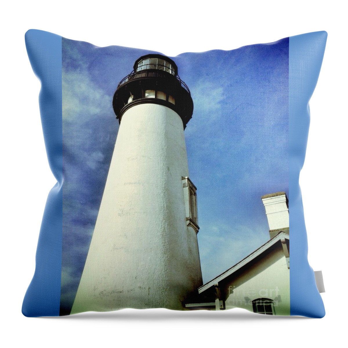Oregon Lighthouse Throw Pillow featuring the photograph Yaquina Lighthouse Blues by Susan Garren