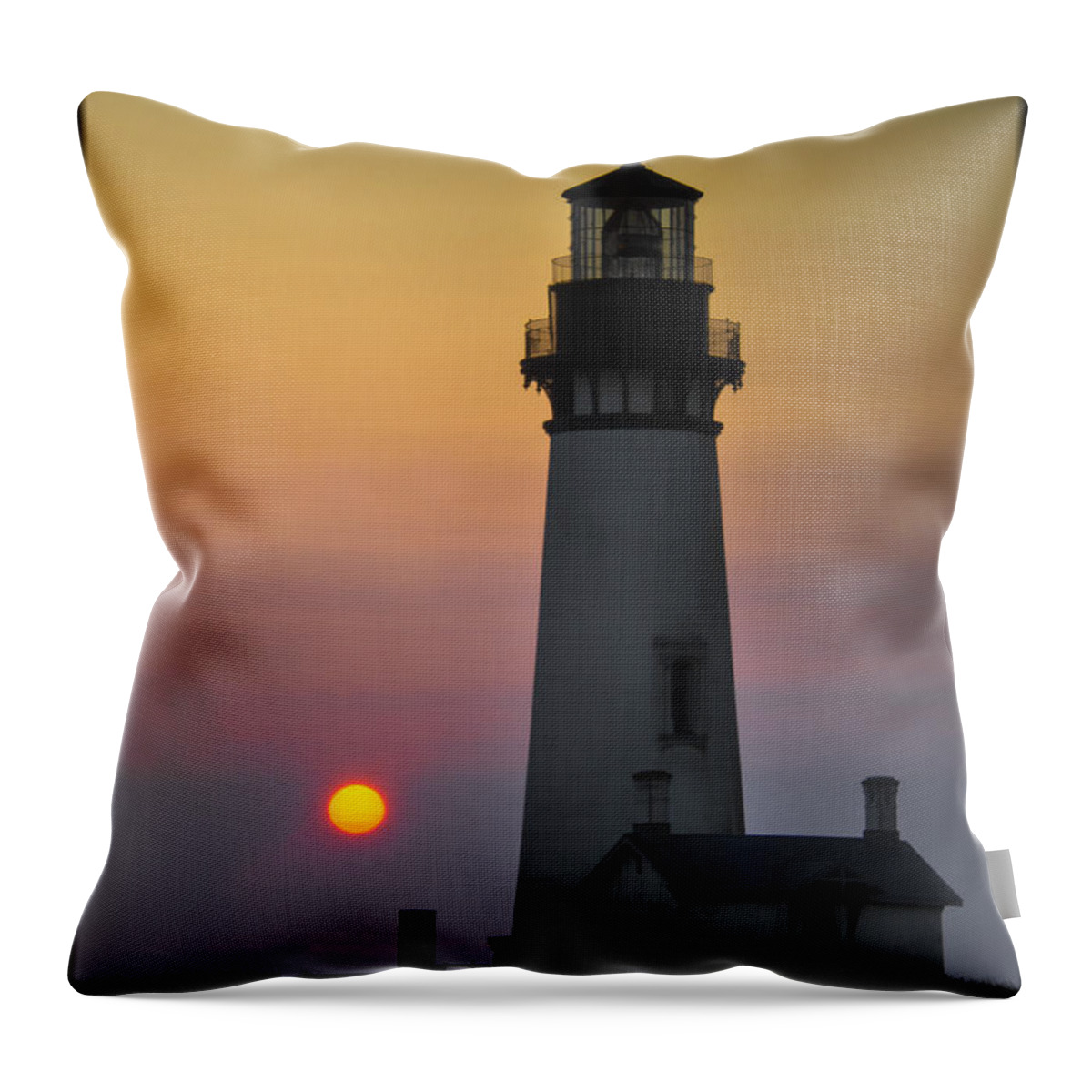 Lighthouse Throw Pillow featuring the photograph Yaquina Lighthouse by Erika Fawcett