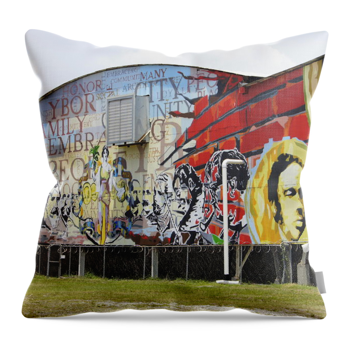 Ybor City Throw Pillow featuring the photograph Ybor Mural by Laurie Perry