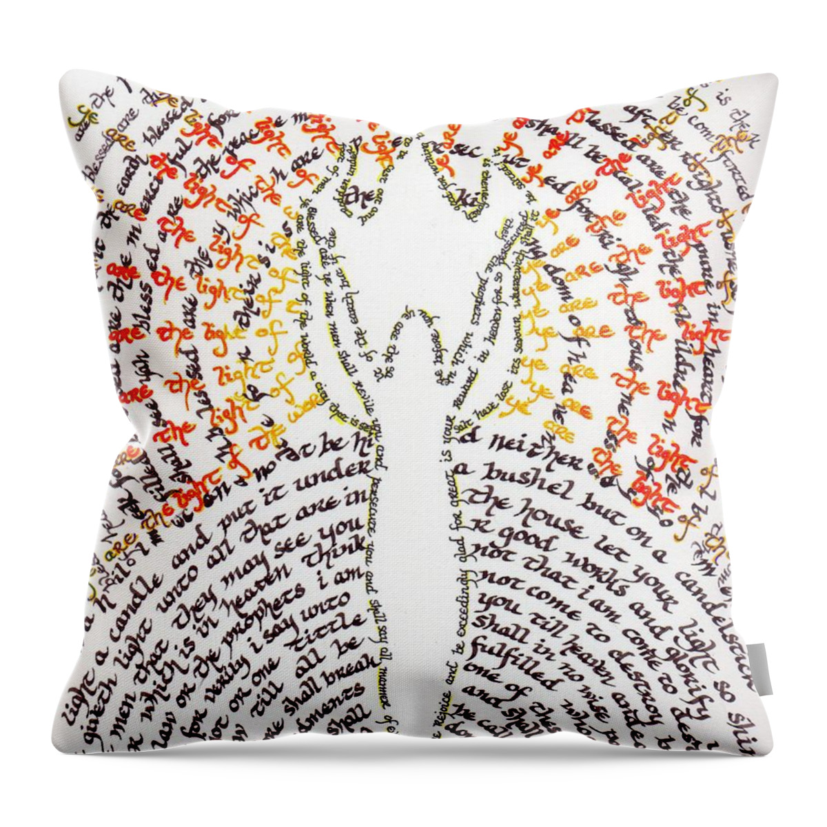 Calligraphy Throw Pillow featuring the painting Ye are the light of the world by Hidden Mountain