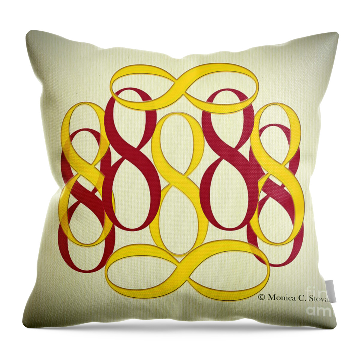 Yellow And Maroon 8's Design Throw Pillow featuring the digital art Yellow and Maroon 8's by Monica C Stovall
