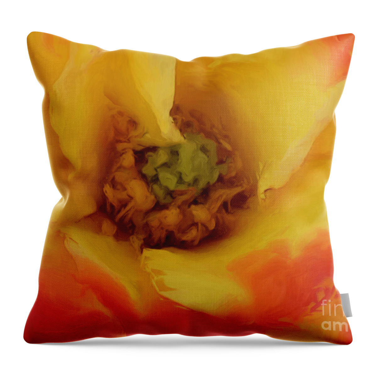 Yellow Throw Pillow featuring the painting Yellow and Orange Rose by Jacklyn Duryea Fraizer