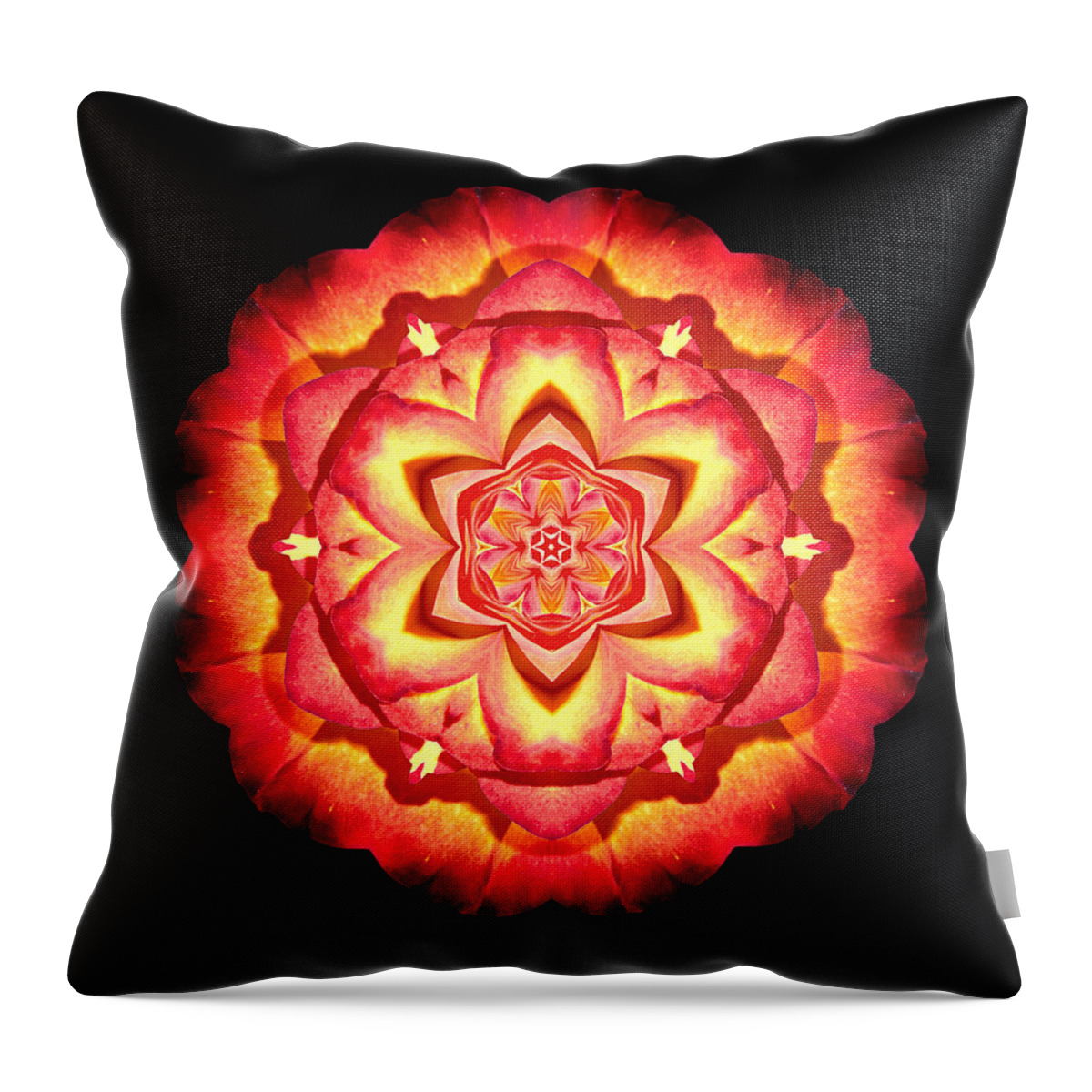 Flower Throw Pillow featuring the photograph Yellow and Red Rose II Flower MandalaFlower Mandala by David J Bookbinder