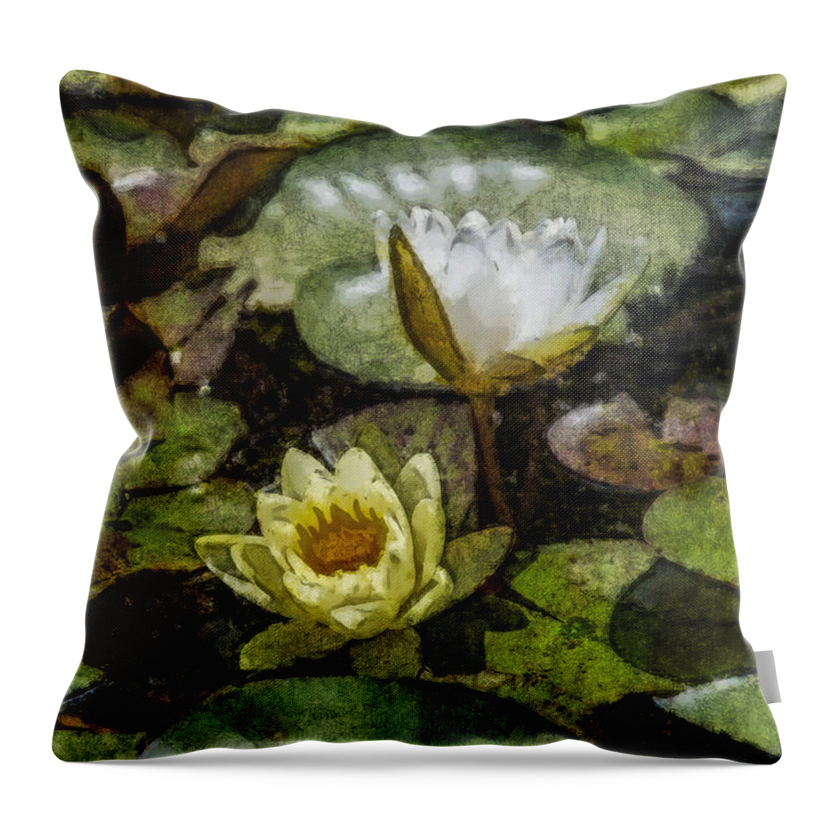 Lily Pad Throw Pillow featuring the photograph Yellow and White Watercolor 1 by David Lange