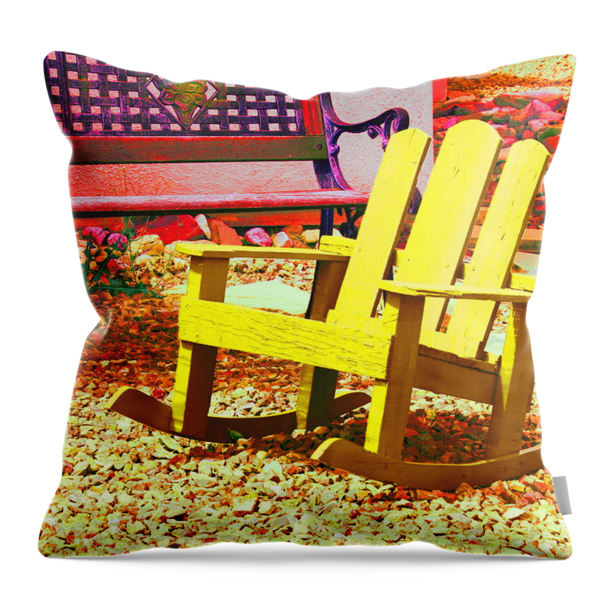 Chair Throw Pillow featuring the photograph Yellow Chair by Kume Bryant