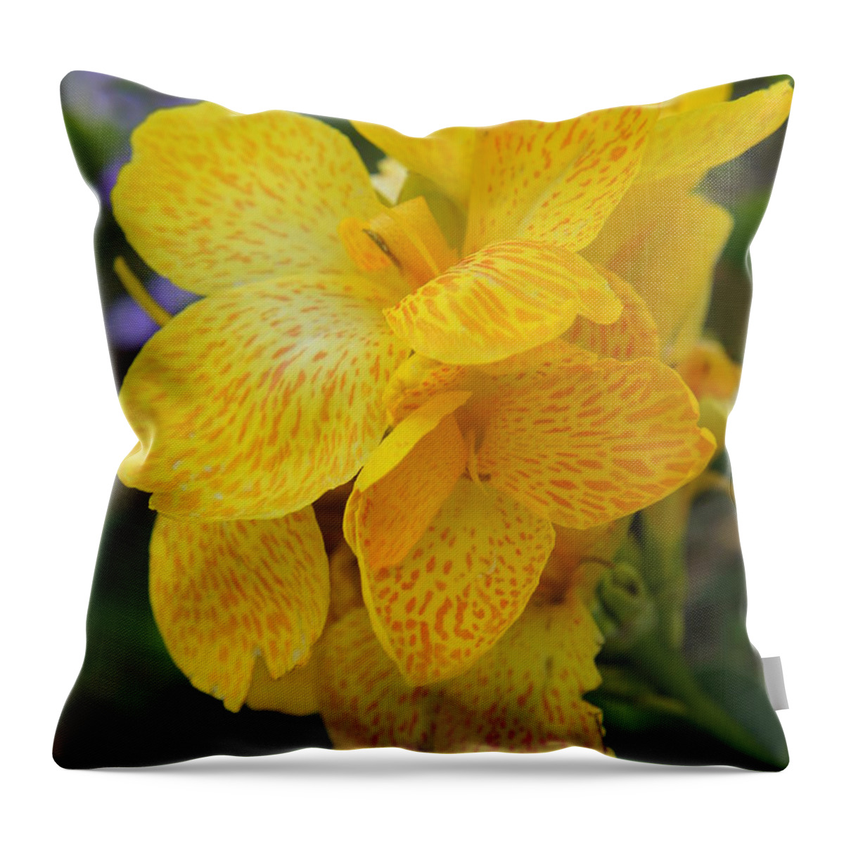 Yellow Flower Throw Pillow featuring the photograph Yellow Flora by Laurie Perry