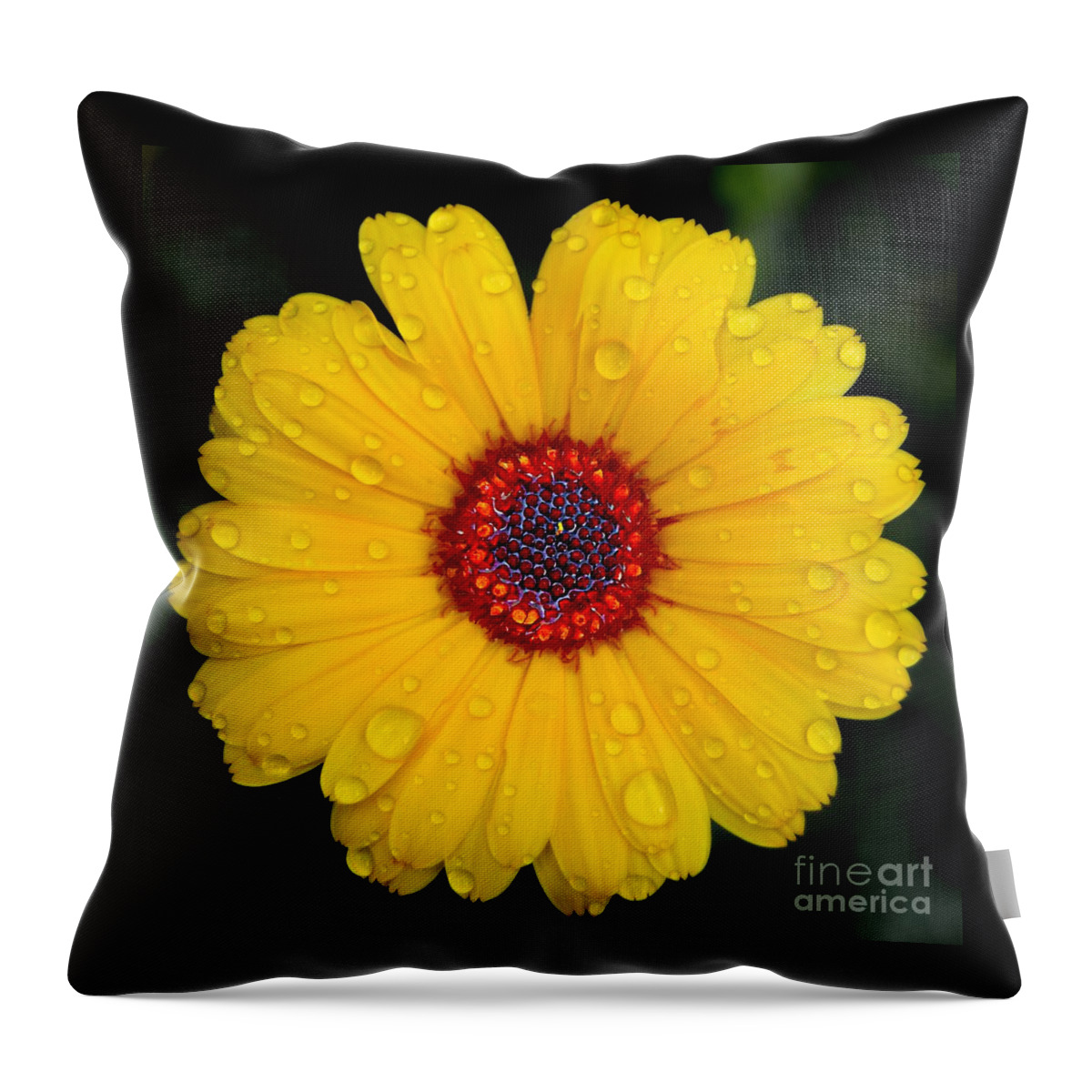 Flower Throw Pillow featuring the pyrography Yellow by Greg Moores