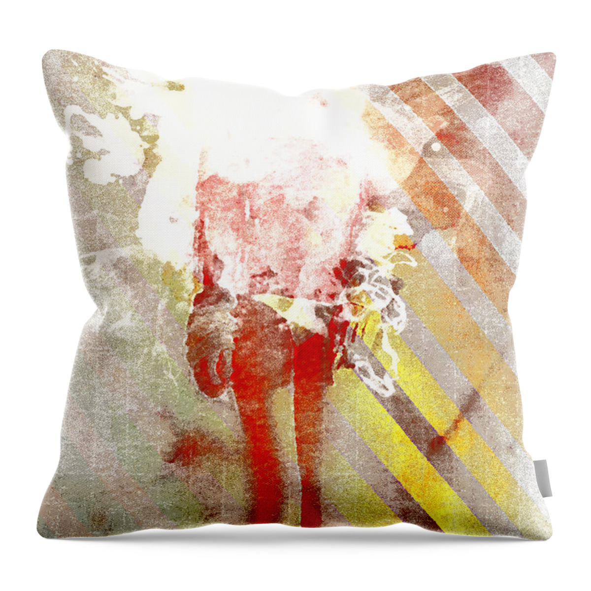 Woman Throw Pillow featuring the digital art Yellow Orange Stripes by Andrea Barbieri