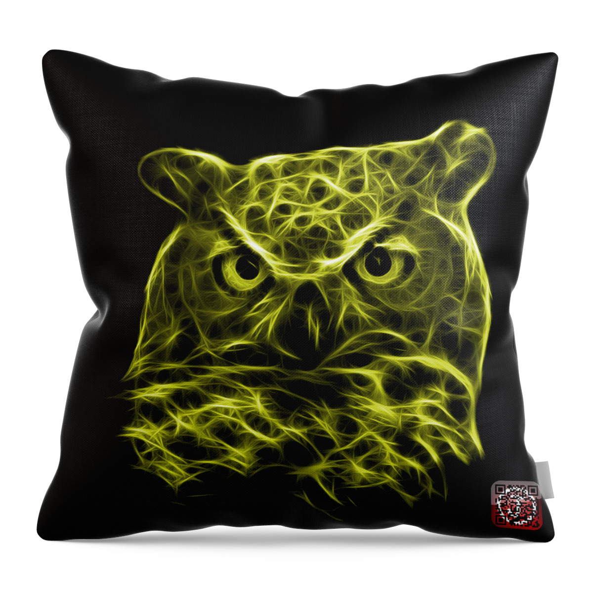 Owl Throw Pillow featuring the digital art Yellow Owl 4436 - F M by James Ahn